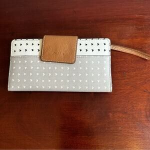 Fossil Women's Logan Leather Coated Canvas Wallet Casual